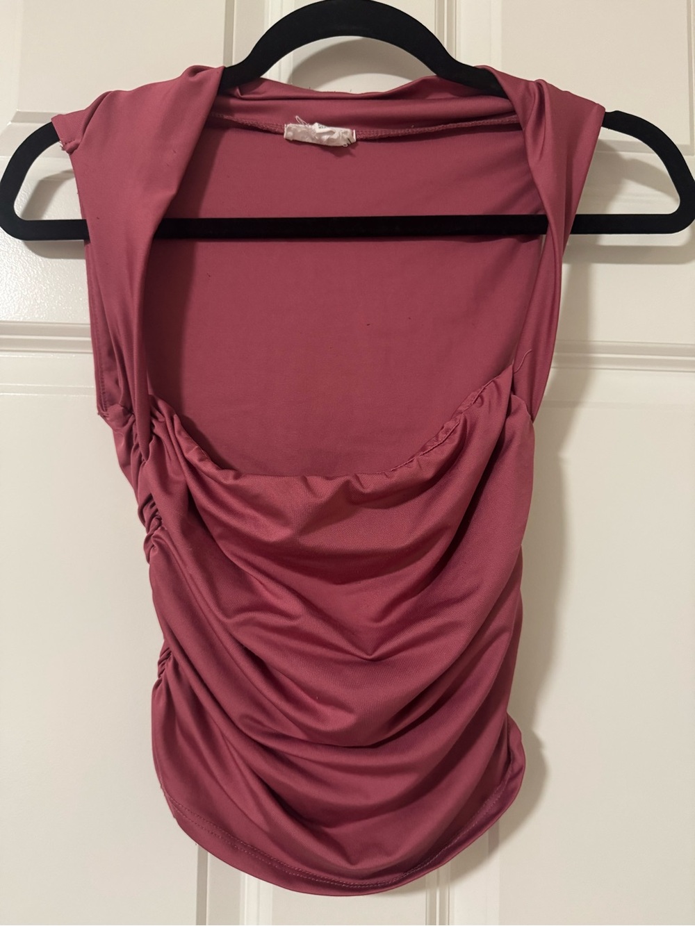 Ruched Cowl Neck Tank Top - Dusty Rose